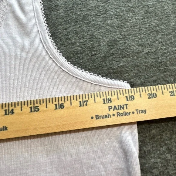 Joie Tank Top Women's L Lace Trim Ribbed Light Purple Coquette - Picture 4 of 9